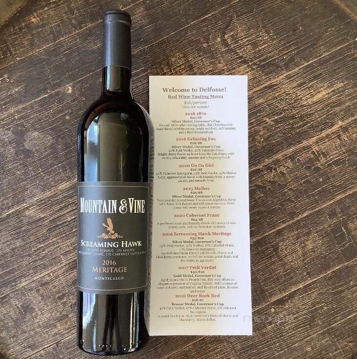 DelFosse Vineyards & Winery - Faber, VA menu_pic