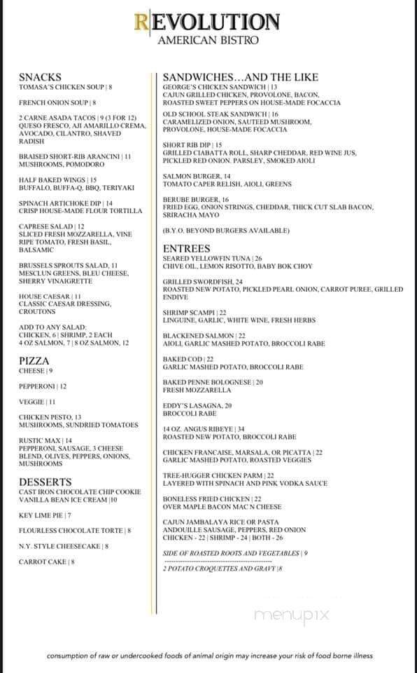 R'evolution American Bistro - Cranston, RI menu_pic