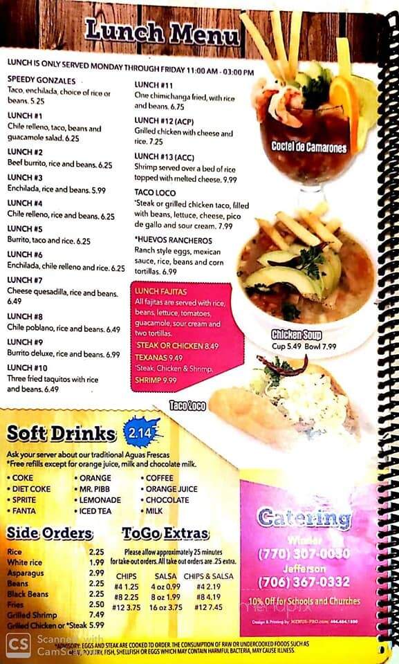 Los Vaqueros - Jefferson, GA menu_pic