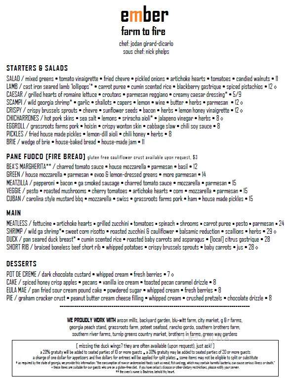 Ember - Saint Simons Island, GA menu_pic