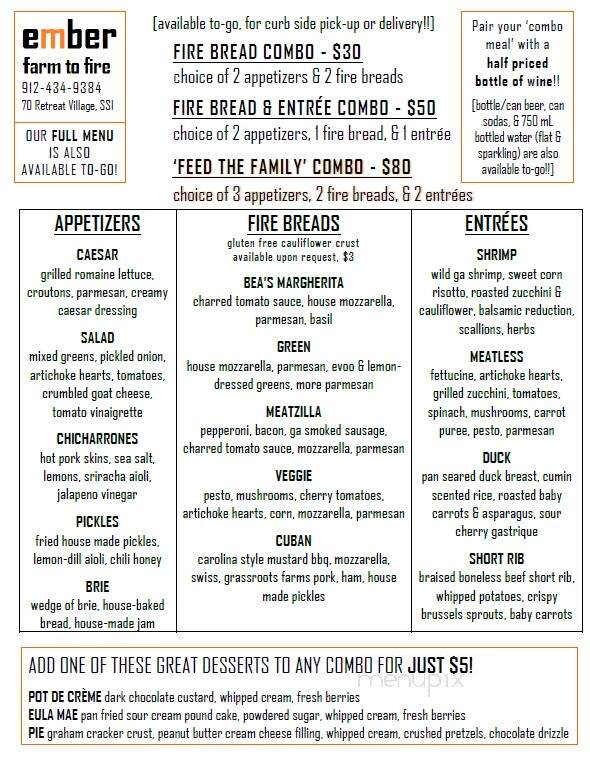 Ember - Saint Simons Island, GA menu_pic