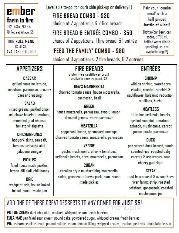 Ember - Saint Simons Island, GA menu_pic