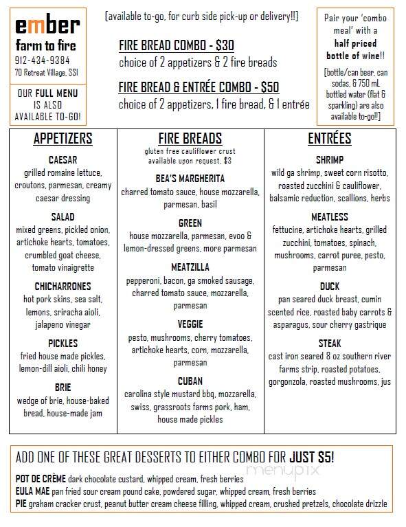 Ember - Saint Simons Island, GA menu_pic