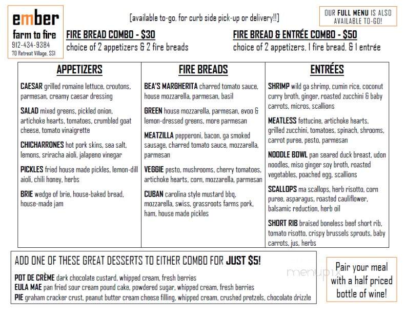 Ember - Saint Simons Island, GA menu_pic