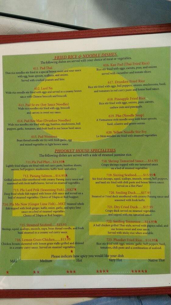 Thai Phooket #3 - Smyrna, TN menu_pic