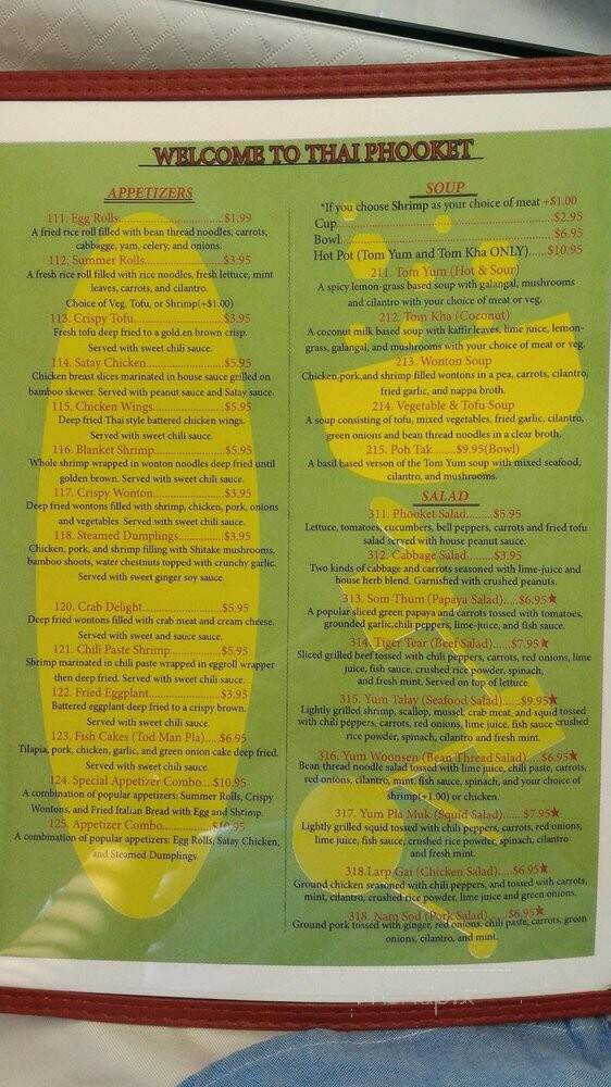 Thai Phooket #3 - Smyrna, TN menu_pic