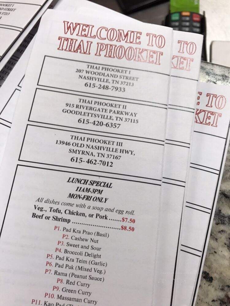 Thai Phooket #3 - Smyrna, TN menu_pic