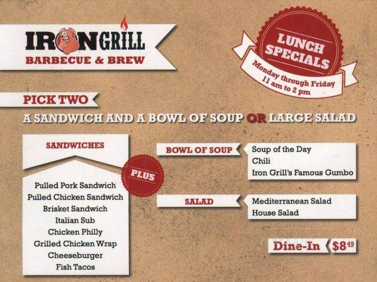Iron Grill BBQ & Brew - Columbus, OH menu_pic