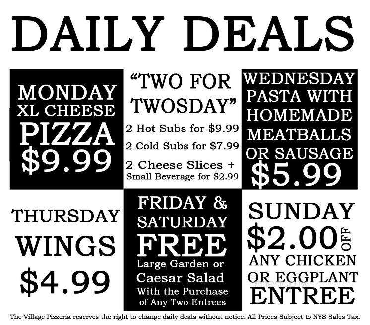 Village Pizzeria - Ravena, NY menu_pic