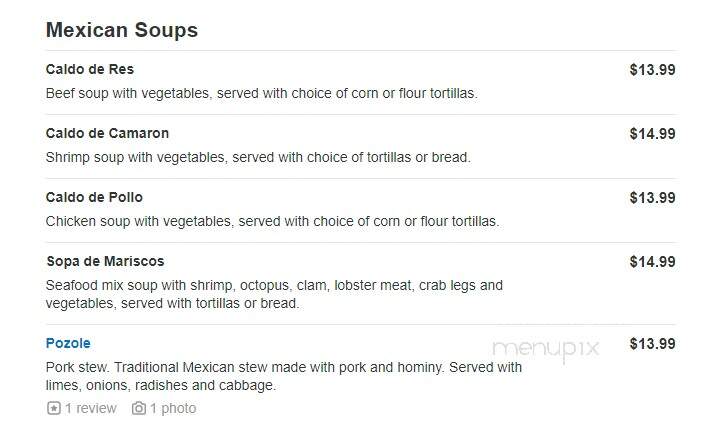 Quinta Carmina - Belvidere, IL menu_pic
