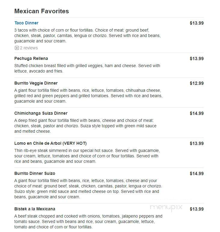 Quinta Carmina - Belvidere, IL menu_pic