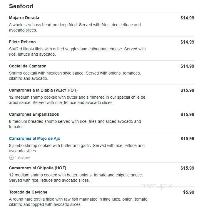 Quinta Carmina - Belvidere, IL menu_pic