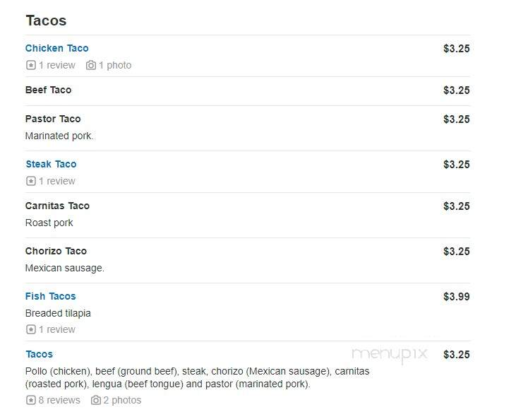 Quinta Carmina - Belvidere, IL menu_pic