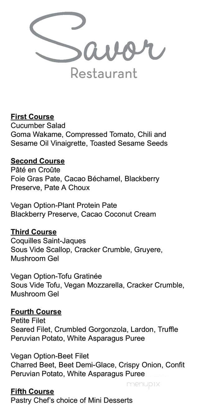 Savor - Niagara Falls, NY menu_pic