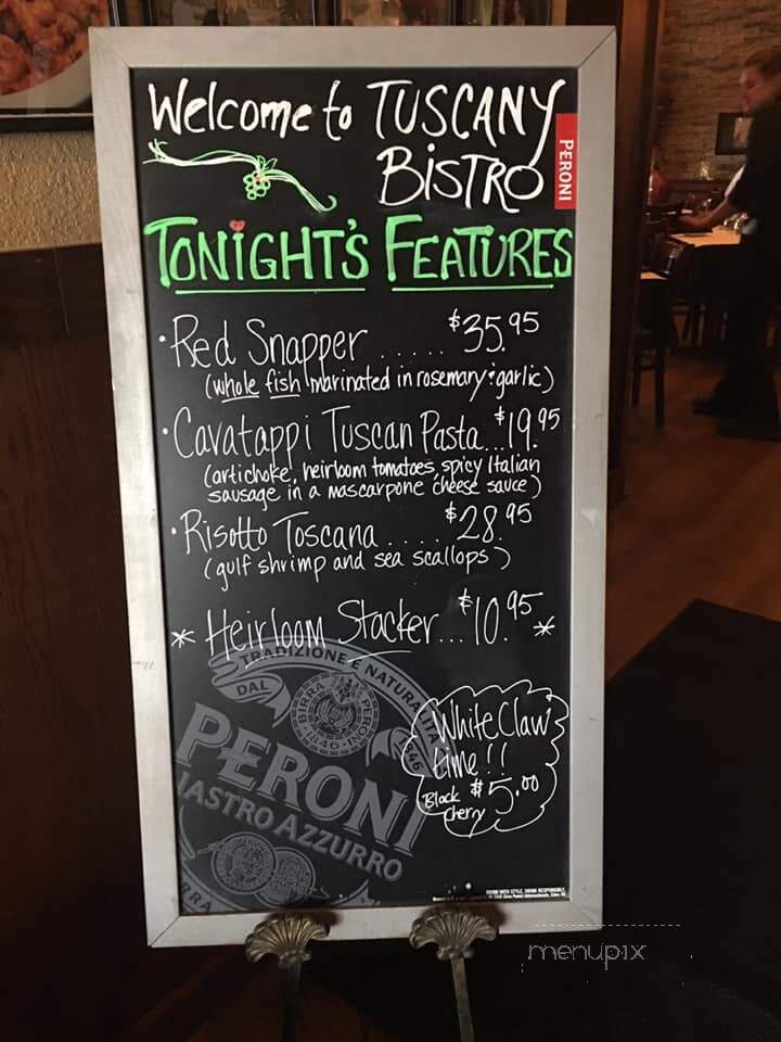 Tuscany Bistro Bar & Grill - Kenosha, WI menu_pic