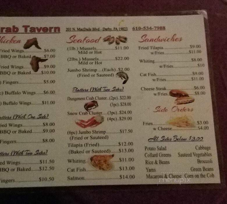 Crab Tavern - Darby, PA menu_pic