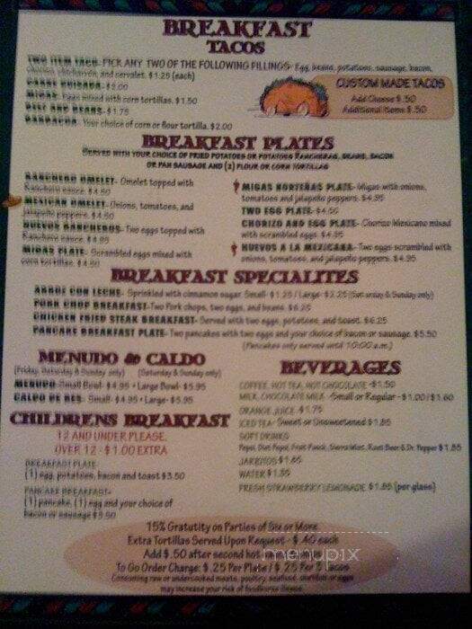 Garcia's Mexican Restaurant - San Marcos, TX menu_pic