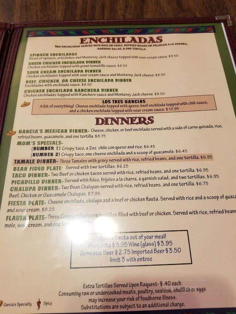 Garcia's Mexican Restaurant - San Marcos, TX menu_pic