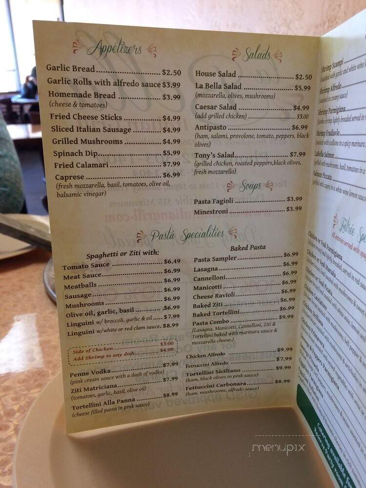La Bella Italian Grill - Garland, TX menu_pic