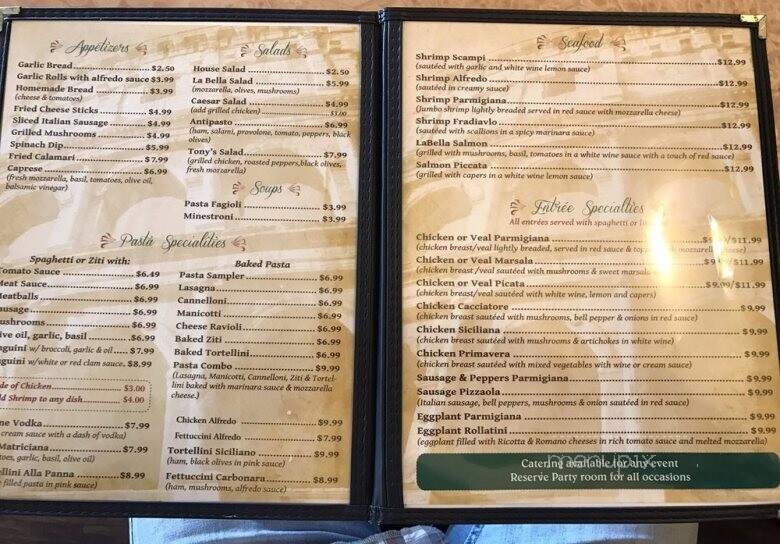 La Bella Italian Grill - Garland, TX menu_pic