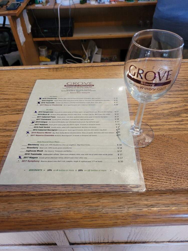 Grove Winery - Gibsonville, NC menu_pic