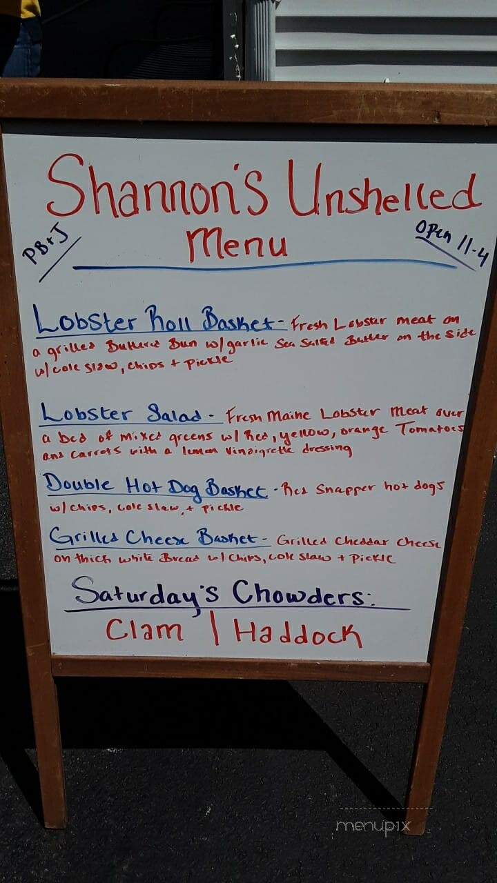 Shannon's Unshelled - Boothbay Harbor, ME menu_pic
