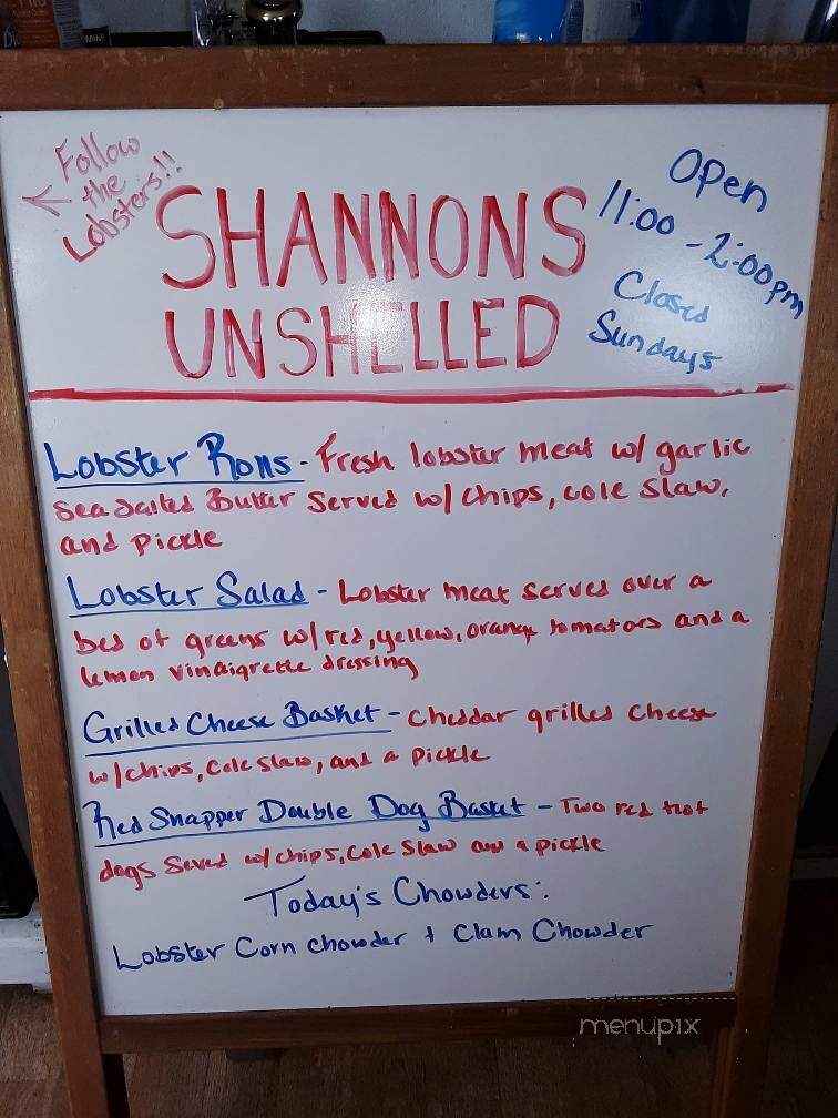 Shannon's Unshelled - Boothbay Harbor, ME menu_pic