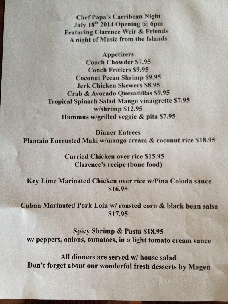 Chef Papa's Cafe - Daytona Beach, FL menu_pic