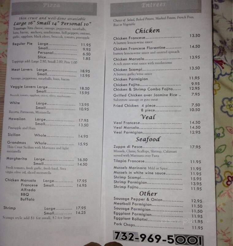 Alfredos pizza and restaurant - Carteret, NJ menu_pic