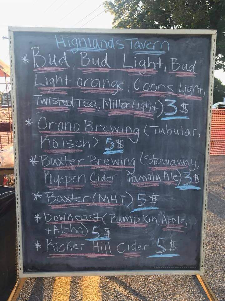 Highlands Tavern - Millinocket, ME menu_pic