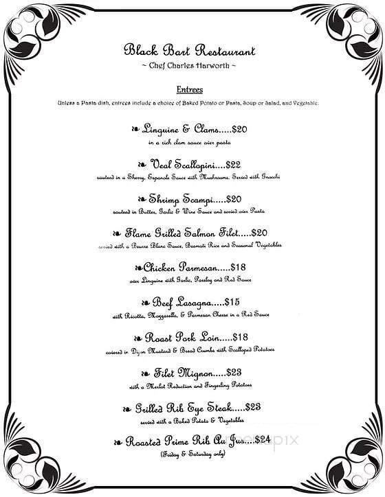 Black Bart Inn Bar - San Andreas, CA menu_pic