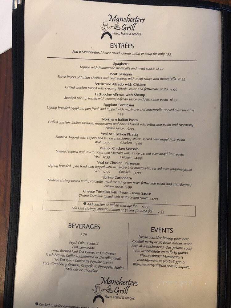 Manchester's Bar & Grill - Raleigh, NC menu_pic