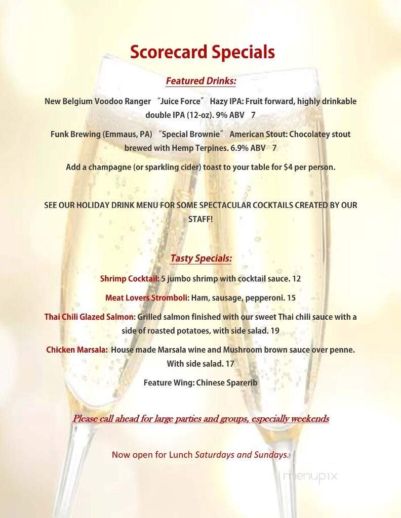 Scorecard Sports Bar & Grill - Wind Gap, PA menu_pic
