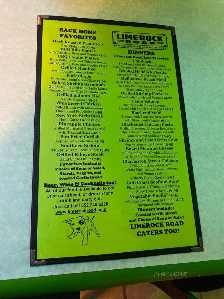 Limerock Road - Gainesville, FL menu_pic