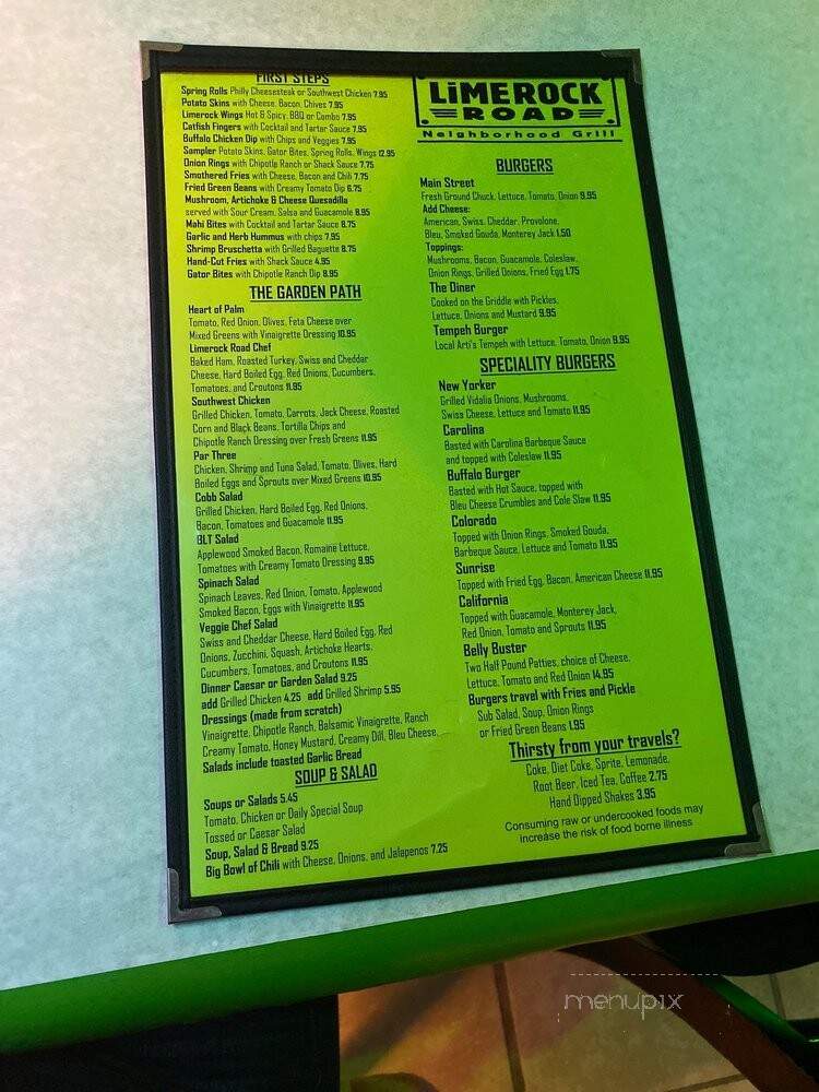 Limerock Road - Gainesville, FL menu_pic