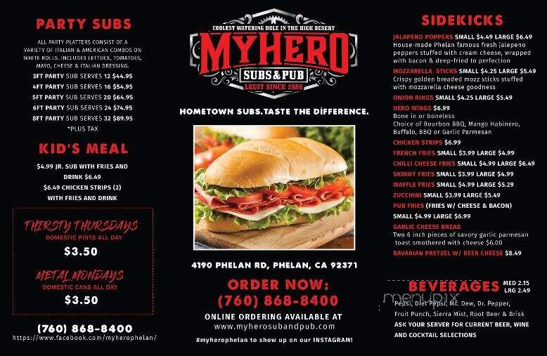 My Hero Subs and Pub - Phelan, CA menu_pic