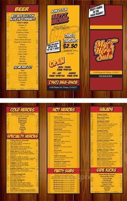 My Hero Subs and Pub - Phelan, CA menu_pic