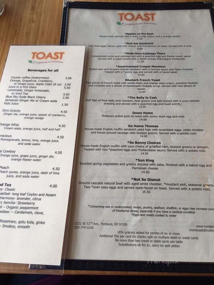 Toast - Portland, OR menu_pic