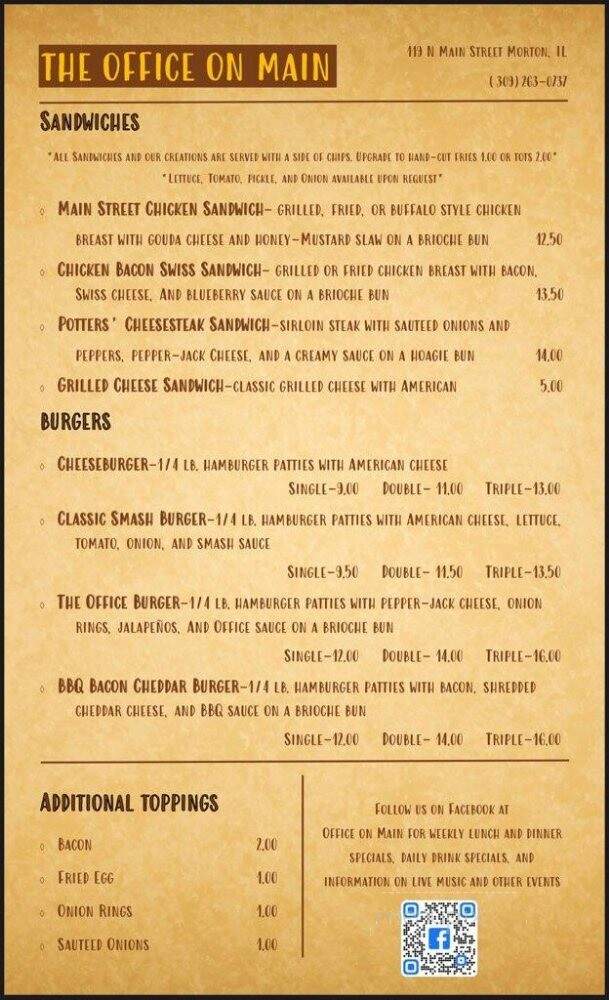 Office Tap - Morton, IL menu_pic