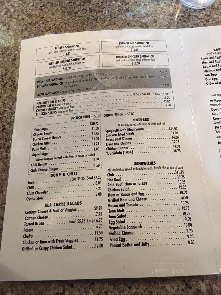 Huckleberry Inn - Government Camp, OR menu_pic