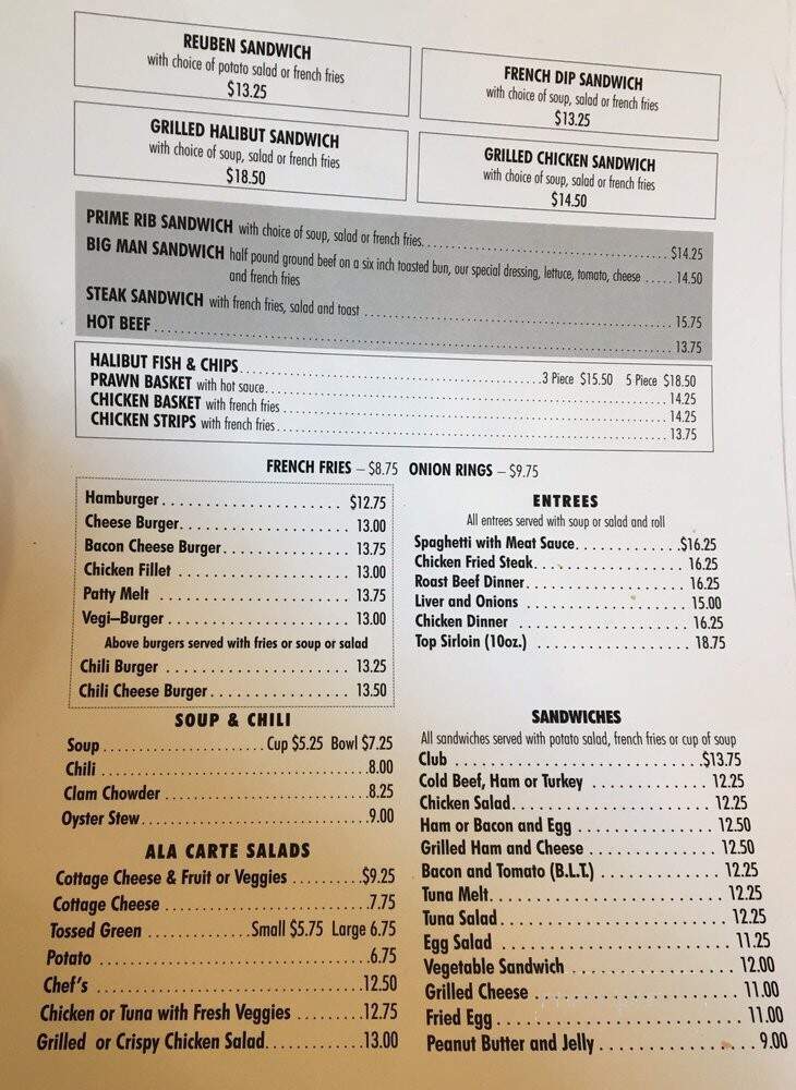 Huckleberry Inn - Government Camp, OR menu_pic