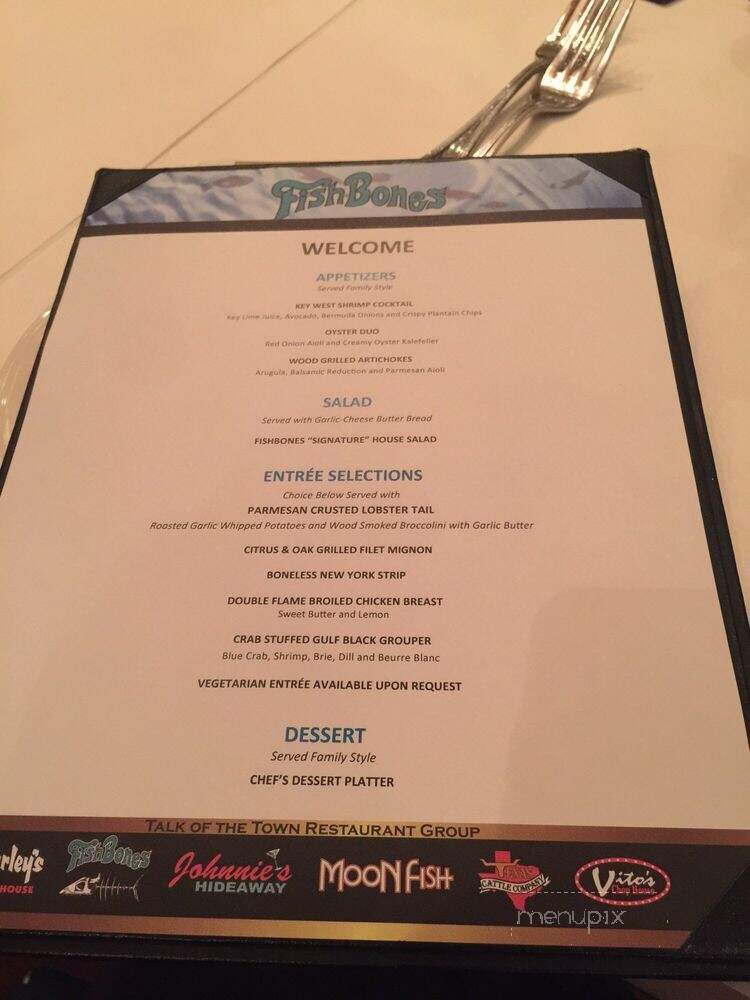 Fish Bones Restaurant - Lake Mary, FL menu_pic