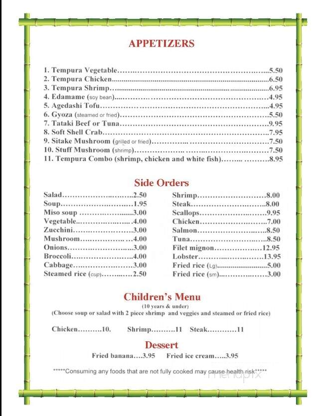 Okinawa Japanese Grill House - Jacksonville, FL menu_pic