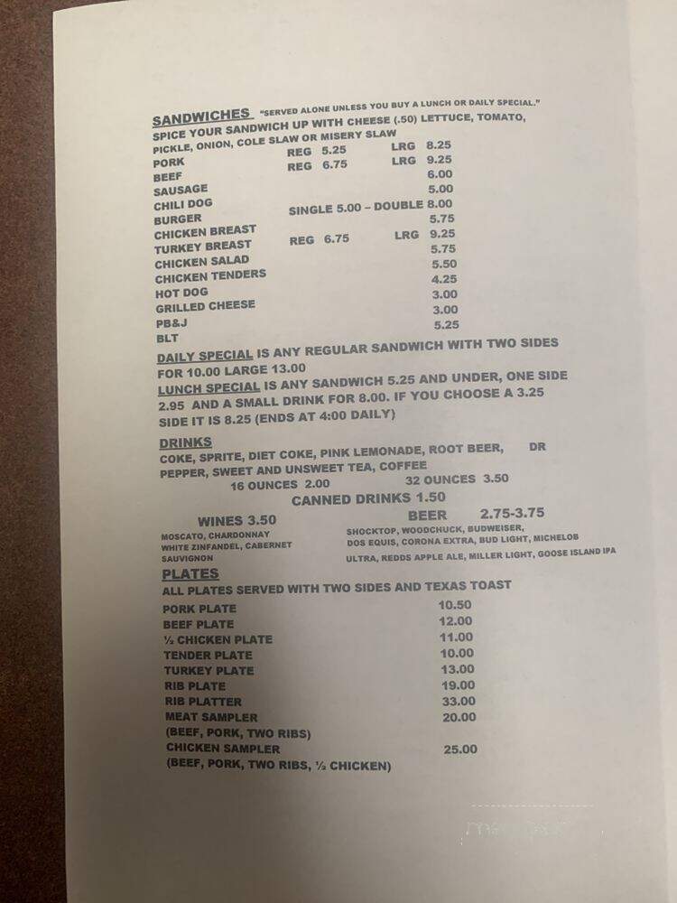 Rib Shack - Navarre, FL menu_pic