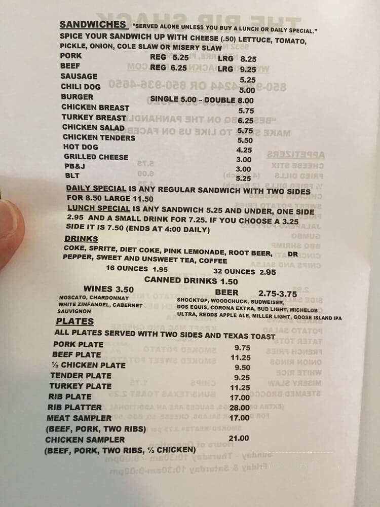 Rib Shack - Navarre, FL menu_pic