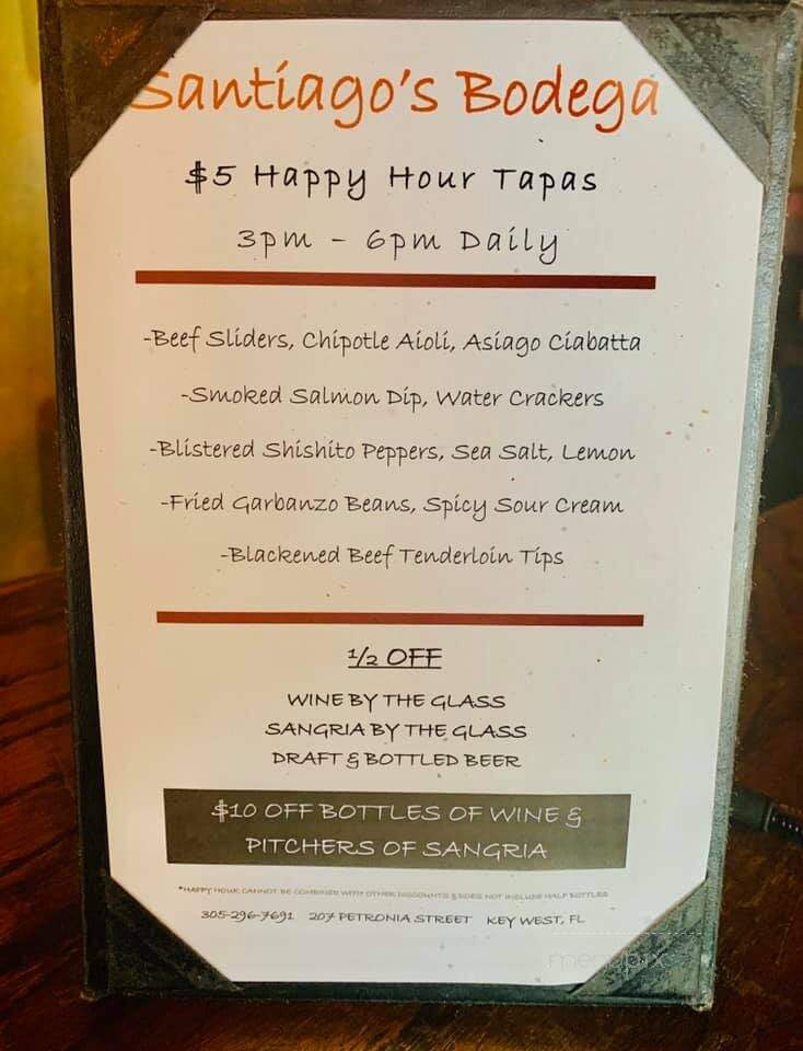 Santiago's Bodega - Key West, FL menu_pic