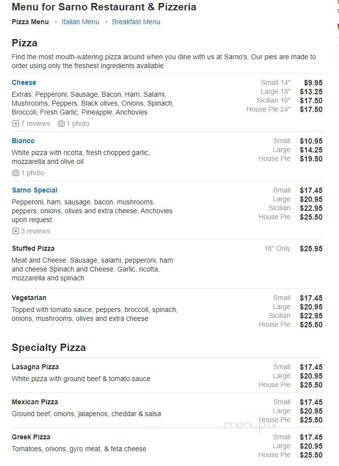 Sarno Restaurant & Pizzeria - Melbourne, FL