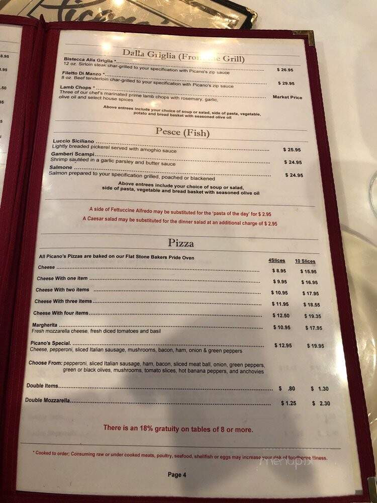 Picano's Restaurant & Lounge - Troy, MI menu_pic
