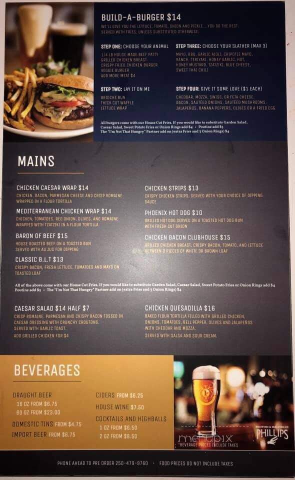 Phoenix Bar and Grill - Saanich, BC menu_pic
