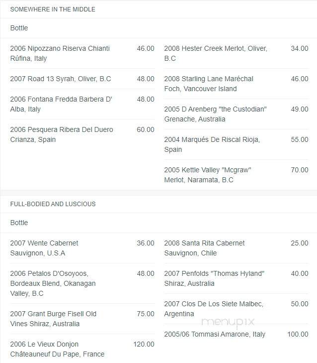 Markus' Wharfside Restaurant - Sooke, BC menu_pic